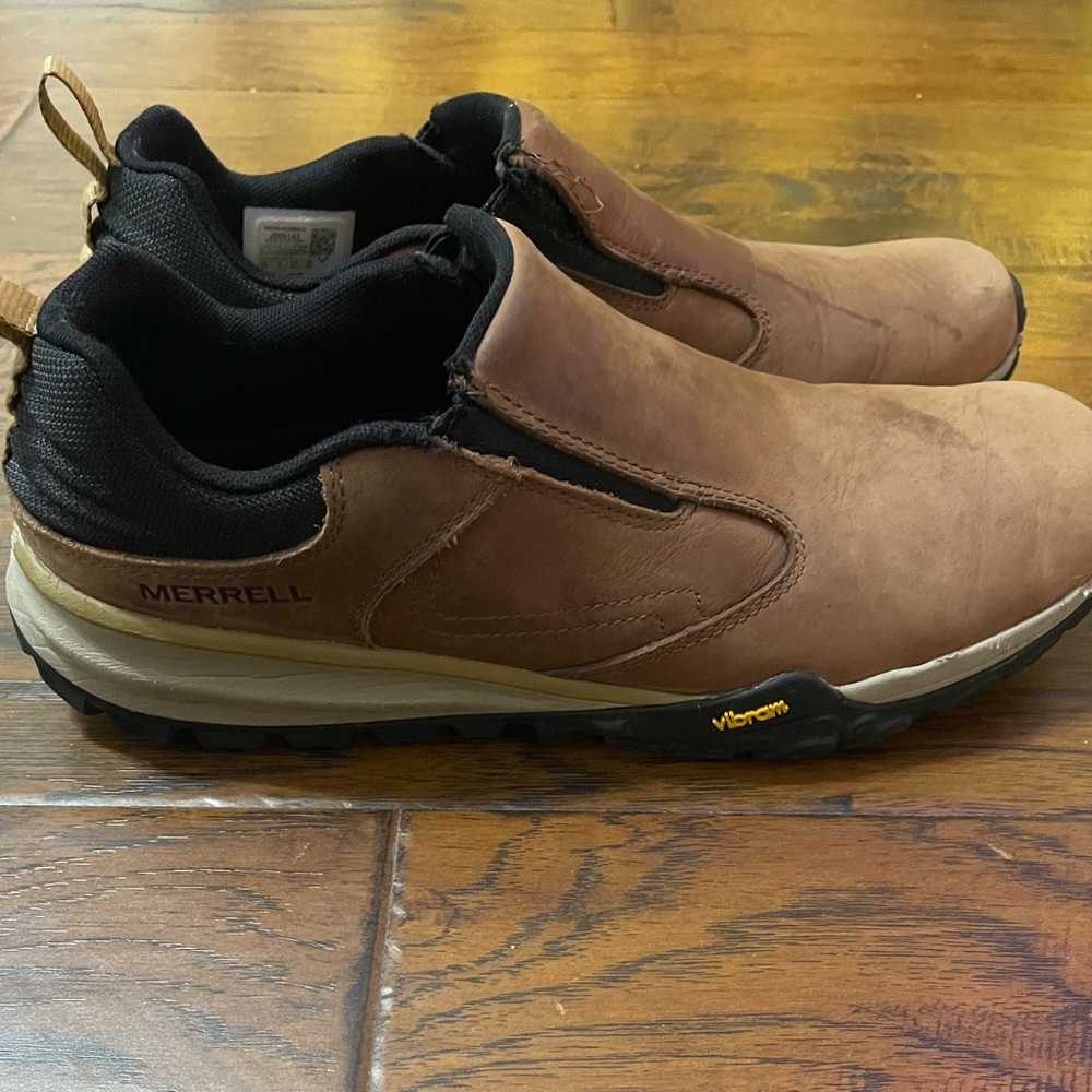 Merrell Men's Tan Slip-On Loafers havoc wells moc leather 10.5